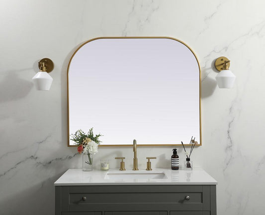 Elegant Furniture & Lighting - Blaire Metal Frame Arch Mirror 42x34 Inch in Brass - MR1B4234BRS veiw 2