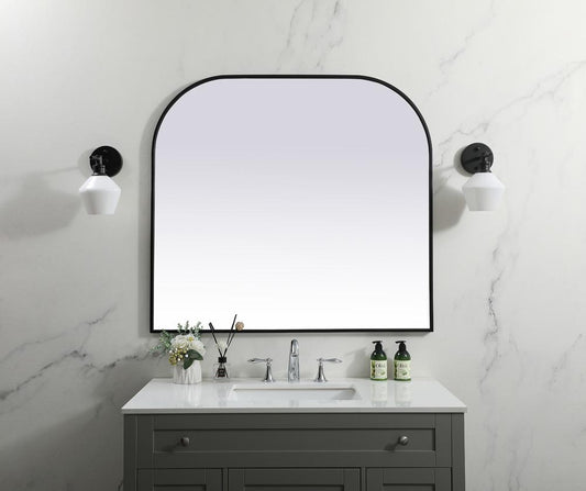 Elegant Furniture & Lighting - Blaire Metal Frame Arch Mirror 42x38 Inch in Black - MR1B4238BLK veiw 2