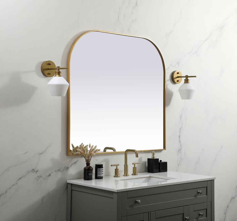 Elegant Furniture & Lighting - Blaire Metal Frame Arch Mirror 42x38 Inch in Brass - MR1B4238BRS veiw 3