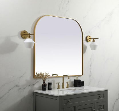 Elegant Furniture & Lighting - Blaire Metal Frame Arch Mirror 42x38 Inch in Brass - MR1B4238BRS veiw 3
