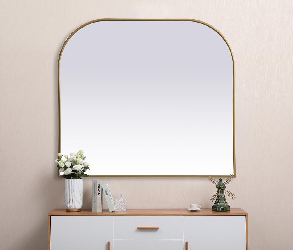 Elegant Furniture & Lighting - Blaire Metal Frame Arch Mirror 42x38 Inch in Brass - MR1B4238BRS veiw 4