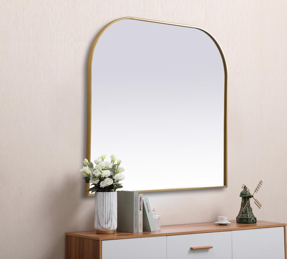 Elegant Furniture & Lighting - Blaire Metal Frame Arch Mirror 42x38 Inch in Brass - MR1B4238BRS veiw 5