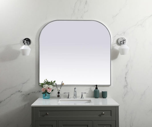 Elegant Furniture & Lighting - Blaire Metal Frame Arch Mirror 42x38 Inch in Silver - MR1B4238SIL veiw 2