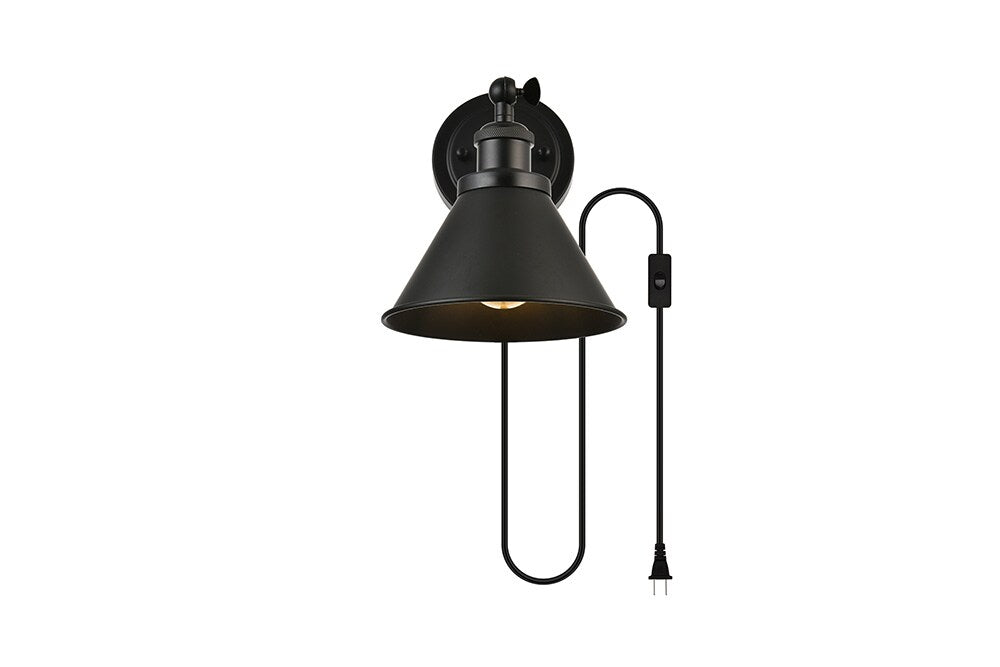 Elegant Furniture & Lighting - Blaise 1 light Black plug in wall sconce - LD7329W7BLK veiw 1