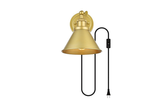 Elegant Furniture & Lighting - Blaise 1 light Brass plug in wall sconce - LD7329W7BRA veiw 1
