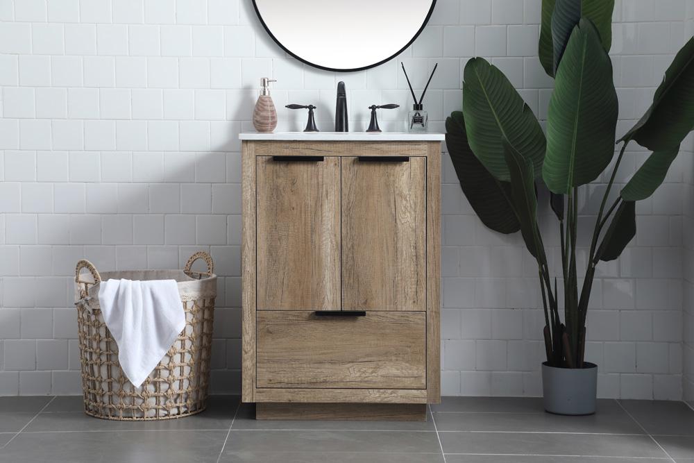 Elegant Furniture & Lighting - Blake 24 Inch SIngle Bathroom Vanity In Natural Oak - VF19424NT veiw 2