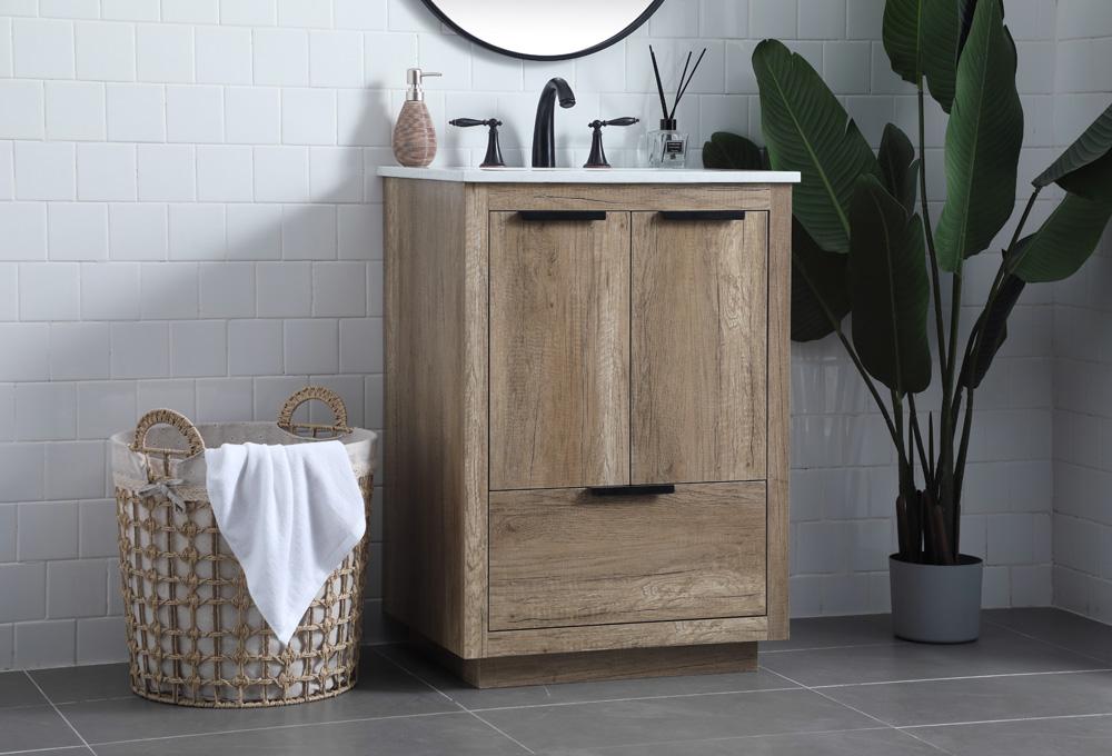Elegant Furniture & Lighting - Blake 24 Inch SIngle Bathroom Vanity In Natural Oak - VF19424NT veiw 3