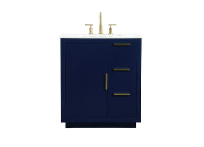 Elegant Furniture & Lighting - Blake 30 inch Single bathroom vanity in blue - VF19430BL veiw 1