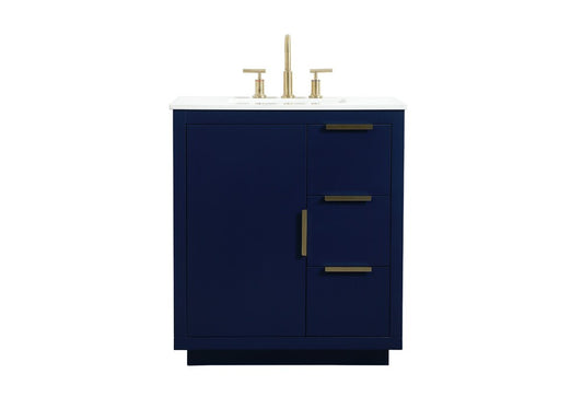 Elegant Furniture & Lighting - Blake 30 inch Single bathroom vanity in blue - VF19430BL veiw 1