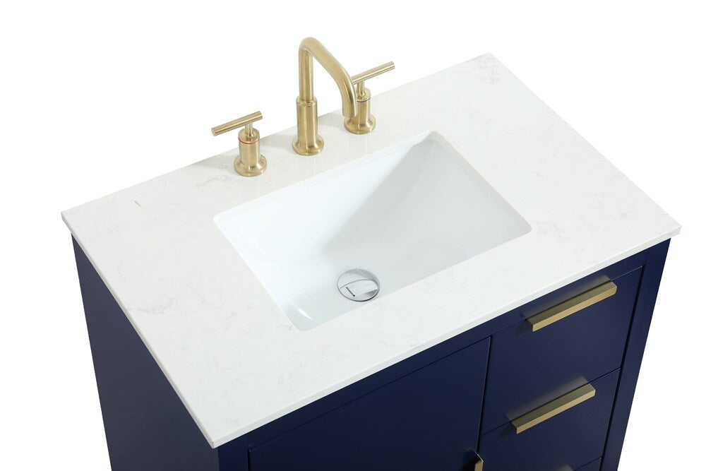 Elegant Furniture & Lighting - Blake 30 inch Single bathroom vanity in blue - VF19430BL veiw 3