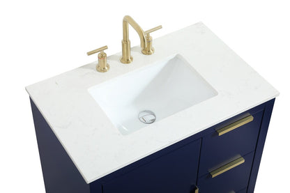 Elegant Furniture & Lighting - Blake 30 inch Single bathroom vanity in blue - VF19430BL veiw 3