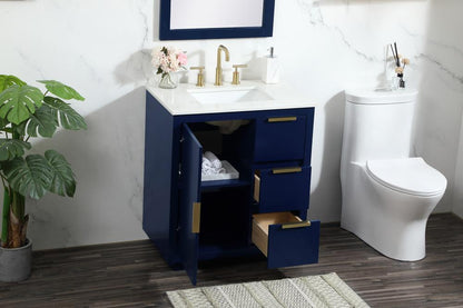 Elegant Furniture & Lighting - Blake 30 inch Single bathroom vanity in blue - VF19430BL veiw 10