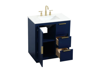Elegant Furniture & Lighting - Blake 30 inch Single bathroom vanity in blue - VF19430BL veiw 16