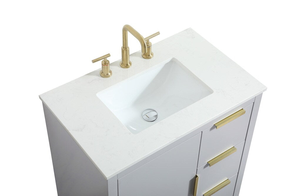 Elegant Furniture & Lighting - Blake 30 inch Single bathroom vanity in grey - VF19430GR veiw 3