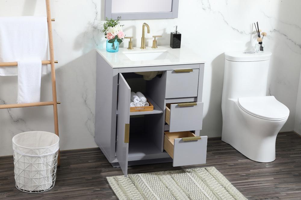 Elegant Furniture & Lighting - Blake 30 inch Single bathroom vanity in grey - VF19430GR veiw 10