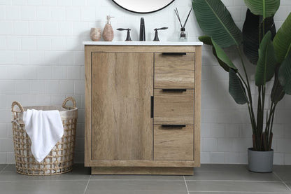 Elegant Furniture & Lighting - Blake 30 Inch SIngle Bathroom Vanity In Natural Oak - VF19430NT veiw 2