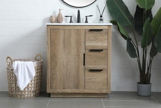 Elegant Furniture & Lighting - Blake 30 Inch SIngle Bathroom Vanity In Natural Oak - VF19430NT veiw 2