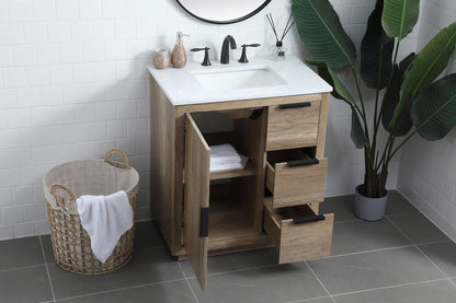 Elegant Furniture & Lighting - Blake 30 Inch SIngle Bathroom Vanity In Natural Oak - VF19430NT veiw 4
