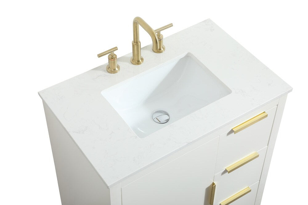 Elegant Furniture & Lighting - Blake 30 inch Single bathroom vanity in white - VF19430WH veiw 3