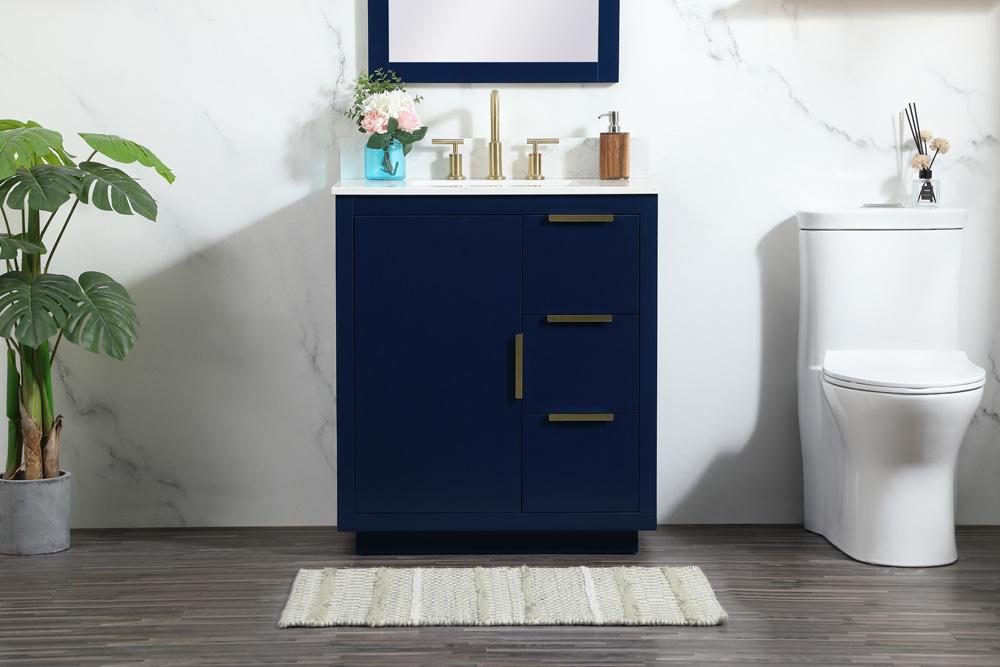 Elegant Furniture & Lighting - Blake 30 inch Single bathroom vanity in blue with backsplash - VF19430BL-BS veiw 2