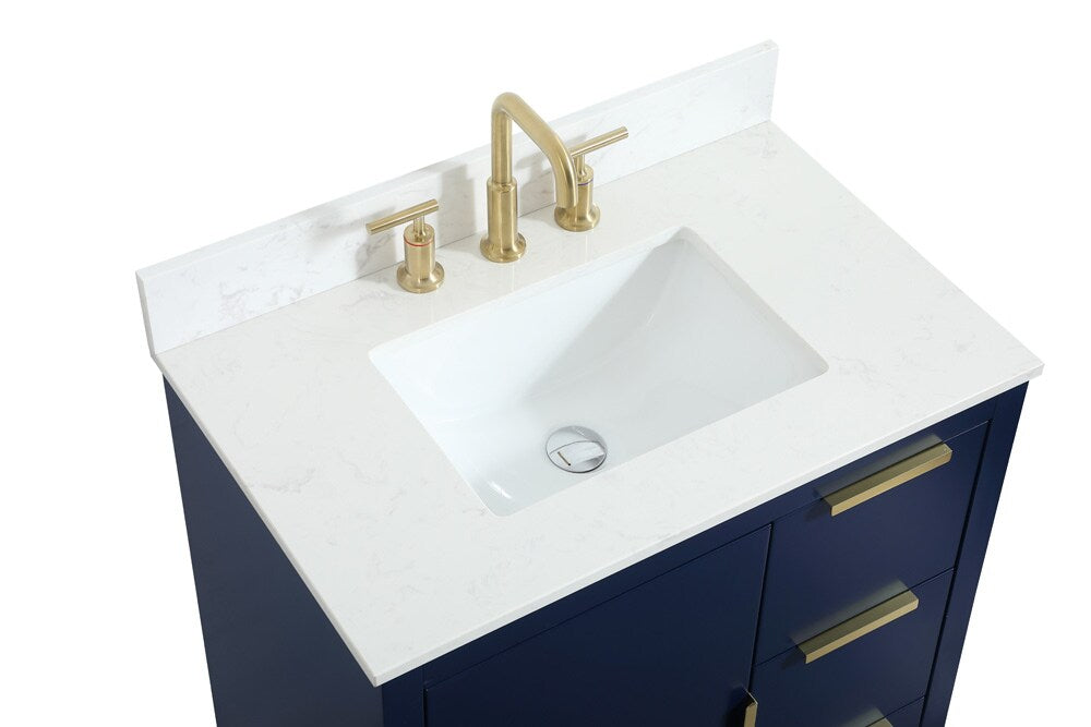 Elegant Furniture & Lighting - Blake 30 inch Single bathroom vanity in blue with backsplash - VF19430BL-BS veiw 3