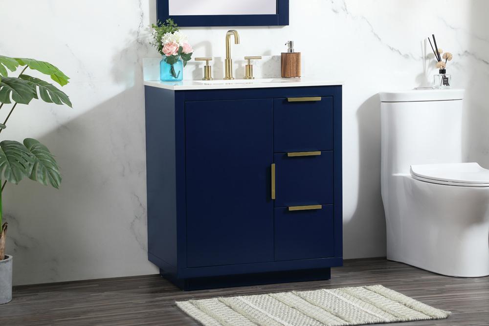 Elegant Furniture & Lighting - Blake 30 inch Single bathroom vanity in blue with backsplash - VF19430BL-BS veiw 9
