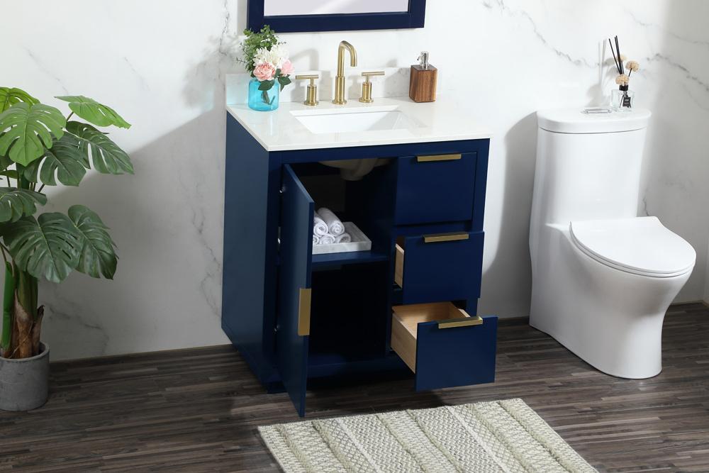 Elegant Furniture & Lighting - Blake 30 inch Single bathroom vanity in blue with backsplash - VF19430BL-BS veiw 10