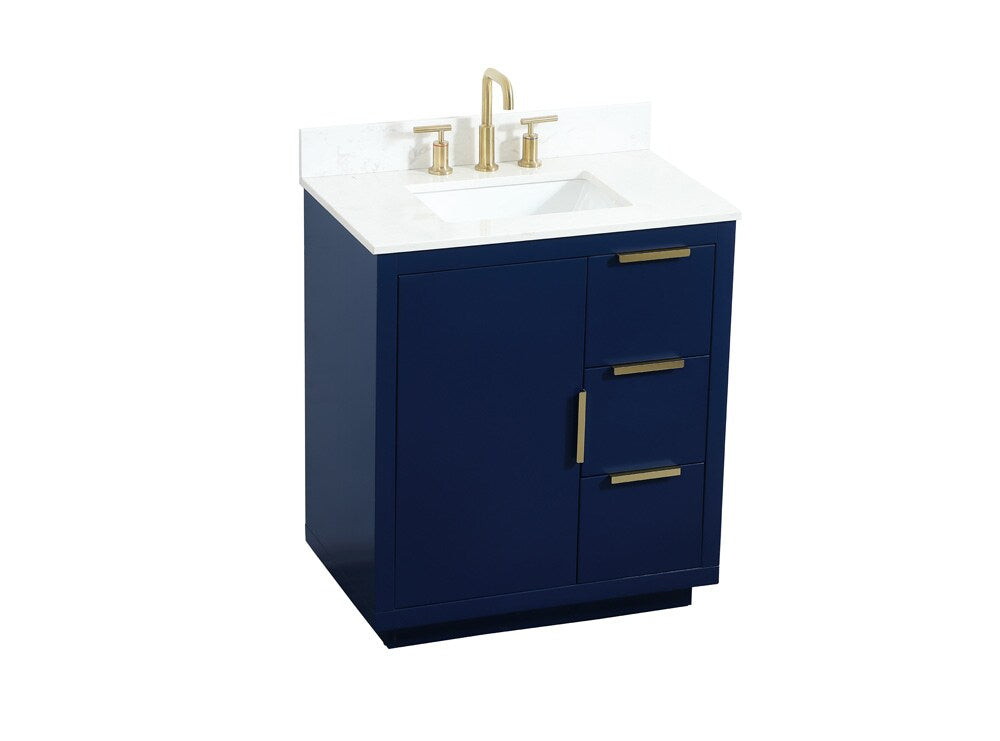 Elegant Furniture & Lighting - Blake 30 inch Single bathroom vanity in blue with backsplash - VF19430BL-BS veiw 15