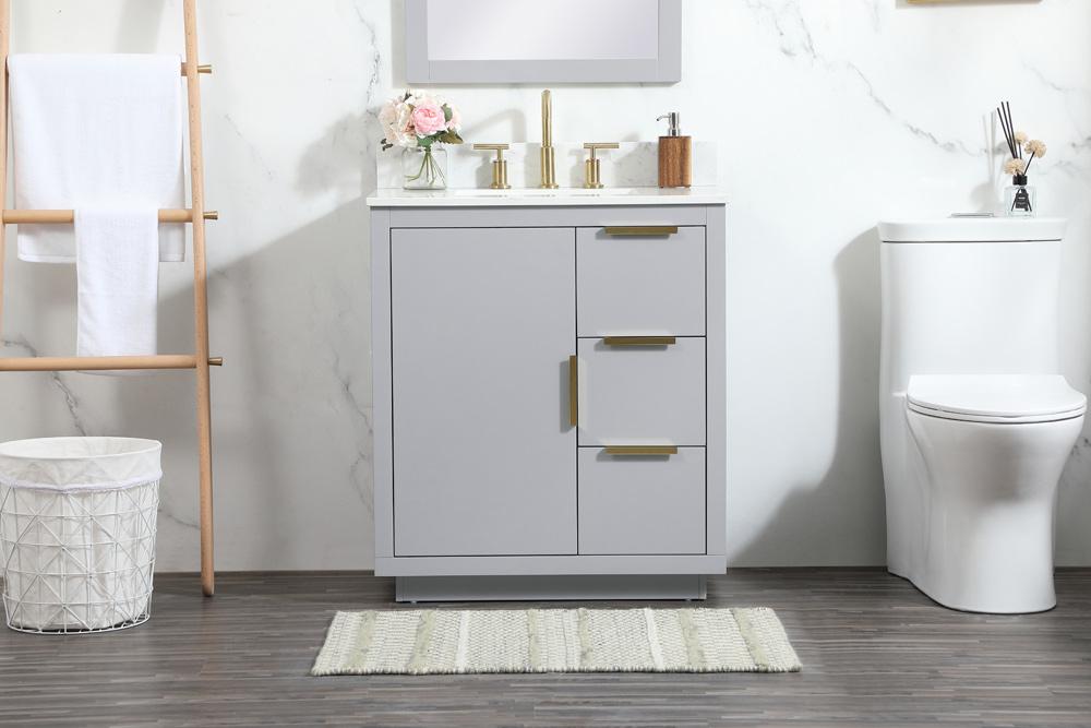 Elegant Furniture & Lighting - Blake 30 inch Single bathroom vanity in grey with backsplash - VF19430GR-BS veiw 2