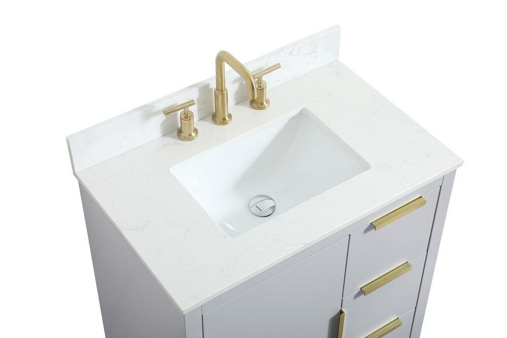 Elegant Furniture & Lighting - Blake 30 inch Single bathroom vanity in grey with backsplash - VF19430GR-BS veiw 3