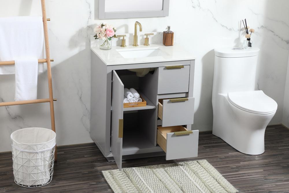 Elegant Furniture & Lighting - Blake 30 inch Single bathroom vanity in grey with backsplash - VF19430GR-BS veiw 10