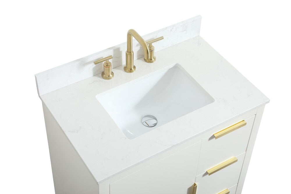 Elegant Furniture & Lighting - Blake 30 inch Single bathroom vanity in white with backsplash - VF19430WH-BS veiw 3
