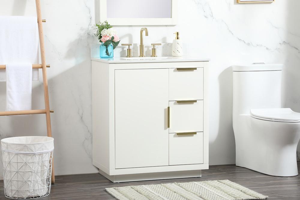 Elegant Furniture & Lighting - Blake 30 inch Single bathroom vanity in white with backsplash - VF19430WH-BS veiw 9