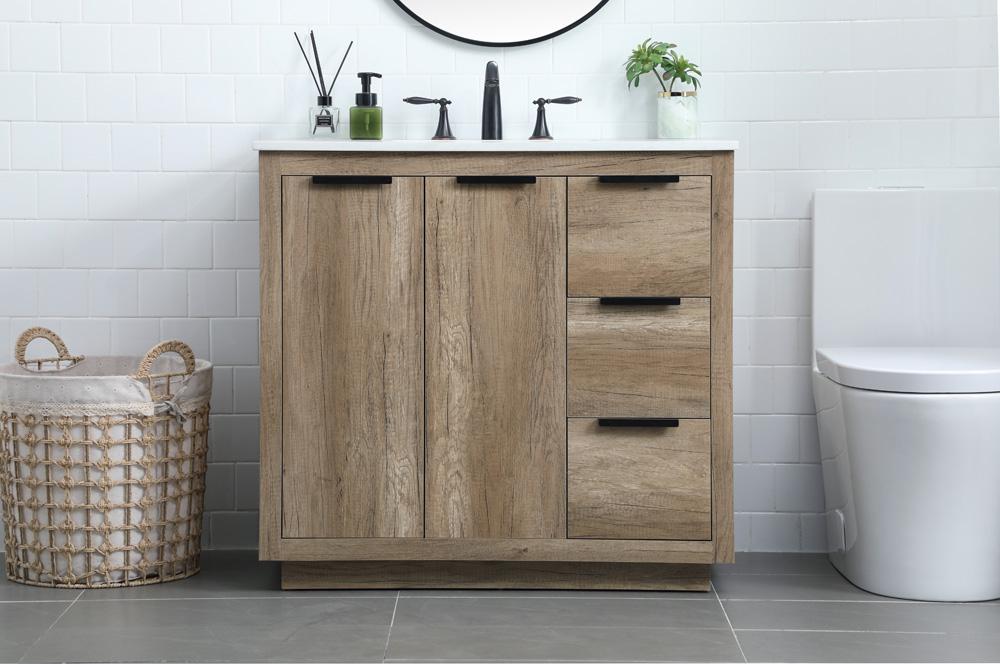 Elegant Furniture & Lighting - Blake 36 Inch SIngle Bathroom Vanity In Natural Oak - VF19436NT veiw 2