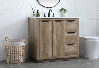 Elegant Furniture & Lighting - Blake 36 Inch SIngle Bathroom Vanity In Natural Oak - VF19436NT veiw 3
