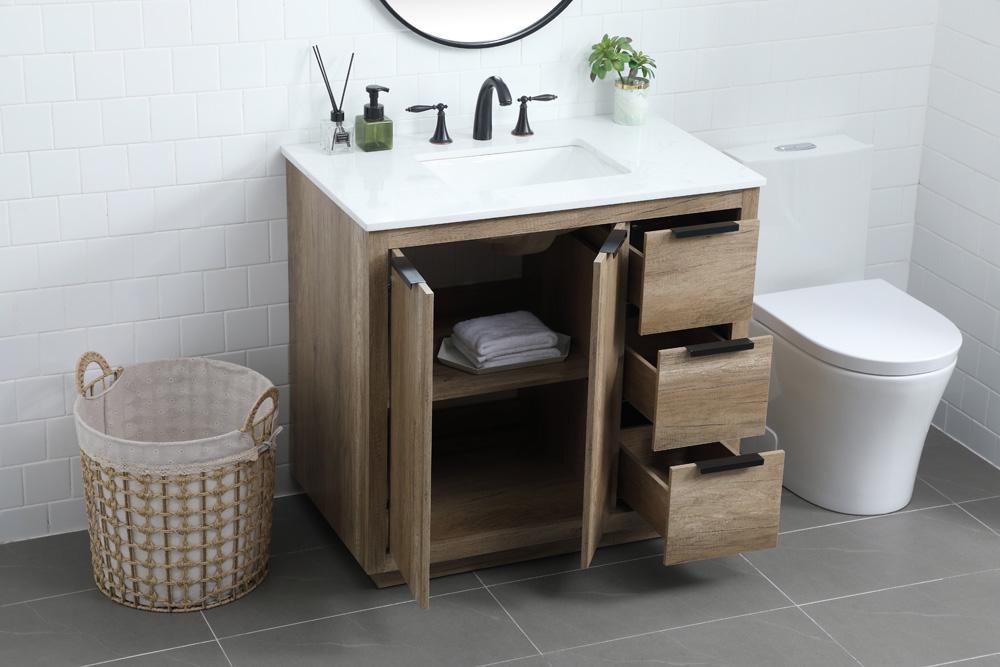 Elegant Furniture & Lighting - Blake 36 Inch SIngle Bathroom Vanity In Natural Oak - VF19436NT veiw 4