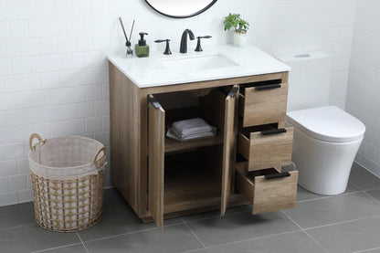 Elegant Furniture & Lighting - Blake 36 Inch SIngle Bathroom Vanity In Natural Oak - VF19436NT veiw 4