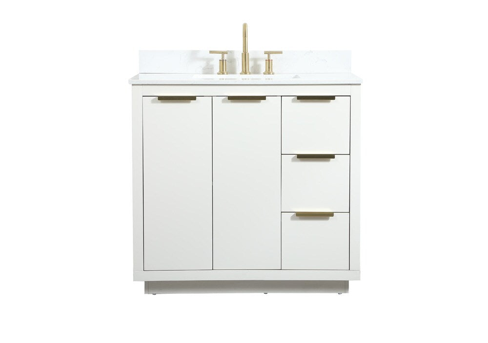 Elegant Furniture & Lighting - Blake 36 inch Single bathroom vanity in white with backsplash - VF19436WH-BS veiw 1