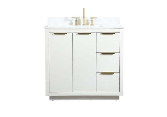 Elegant Furniture & Lighting - Blake 36 inch Single bathroom vanity in white with backsplash - VF19436WH-BS veiw 1