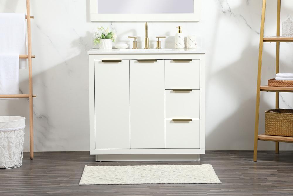 Elegant Furniture & Lighting - Blake 36 inch Single bathroom vanity in white with backsplash - VF19436WH-BS veiw 2
