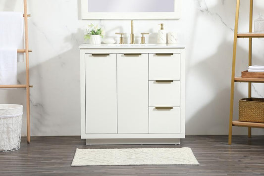 Elegant Furniture & Lighting - Blake 36 inch Single bathroom vanity in white with backsplash - VF19436WH-BS veiw 2