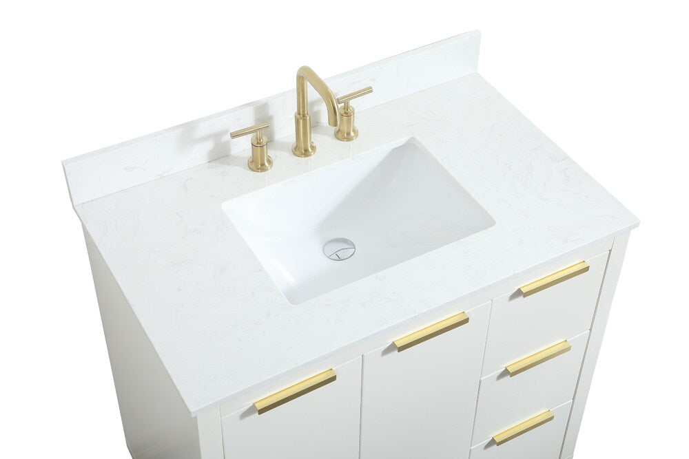 Elegant Furniture & Lighting - Blake 36 inch Single bathroom vanity in white with backsplash - VF19436WH-BS veiw 3