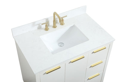 Elegant Furniture & Lighting - Blake 36 inch Single bathroom vanity in white with backsplash - VF19436WH-BS veiw 3