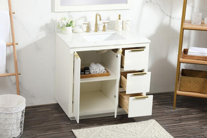 Elegant Furniture & Lighting - Blake 36 inch Single bathroom vanity in white with backsplash - VF19436WH-BS veiw 10
