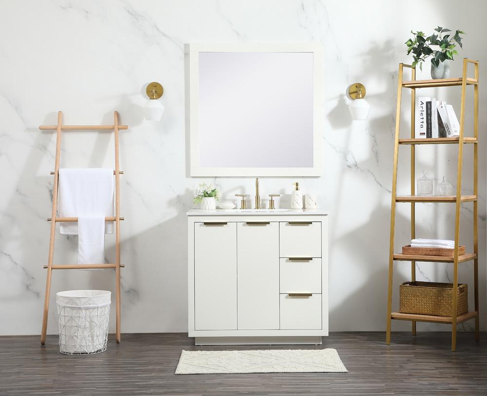 Elegant Furniture & Lighting - Blake 36 inch Single bathroom vanity in white with backsplash - VF19436WH-BS veiw 11