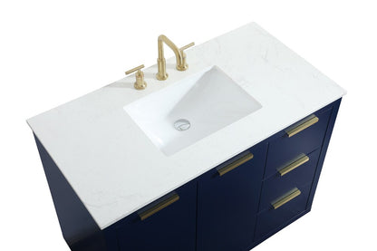 Elegant Furniture & Lighting - Blake 42 inch Single bathroom vanity in blue - VF19442BL veiw 3