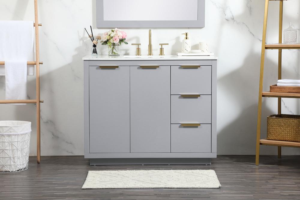 Elegant Furniture & Lighting - Blake 42 inch Single bathroom vanity in grey - VF19442GR veiw 2