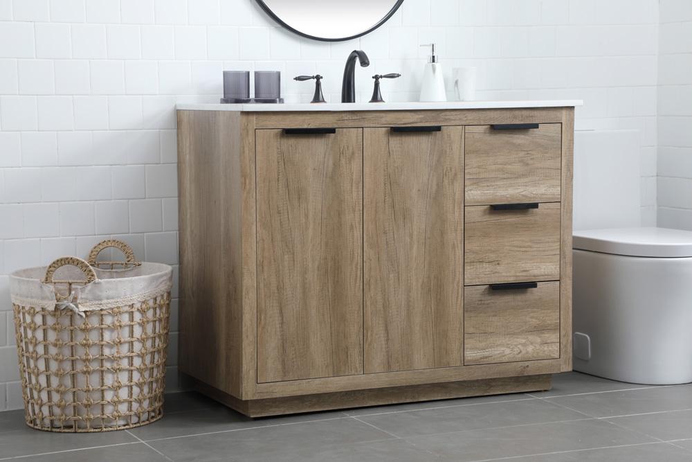 Elegant Furniture & Lighting - Blake 42 Inch SIngle Bathroom Vanity In Natural Oak - VF19442NT veiw 3