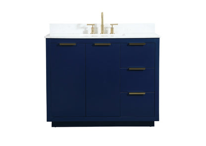 Elegant Furniture & Lighting - Blake 42 inch Single bathroom vanity in blue with backsplash - VF19442BL-BS veiw 1