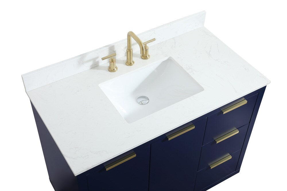 Elegant Furniture & Lighting - Blake 42 inch Single bathroom vanity in blue with backsplash - VF19442BL-BS veiw 3